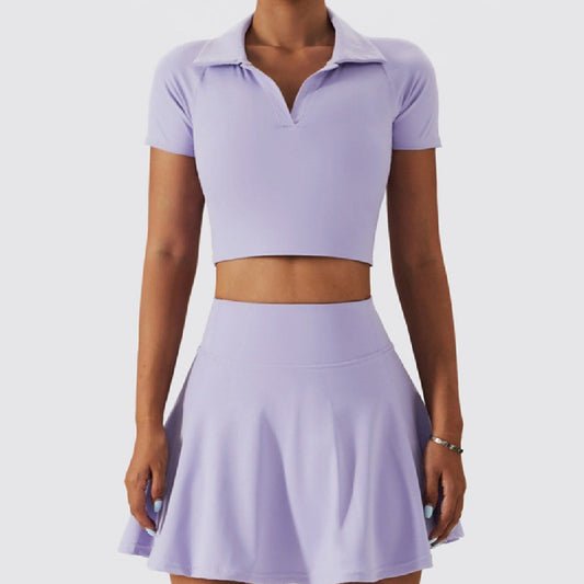 Women's Padel Skirt Set - Crop Top & Pleated Skirt