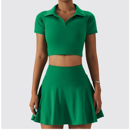 Women's Padel Skirt Set - Crop Top & Pleated Skirt