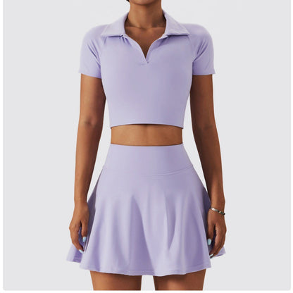 Women's Padel Skirt Set - Crop Top & Pleated Skirt