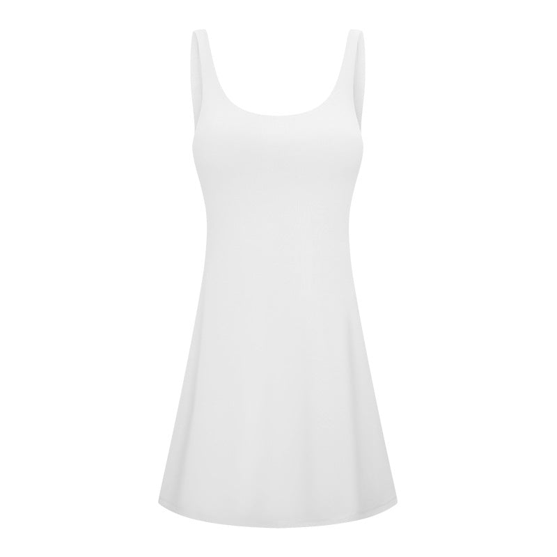 Yoga Clothes With Chest Pad High Elastic Comfortable Fake Two-piece Anti-exposure Tennis Skirt Women
