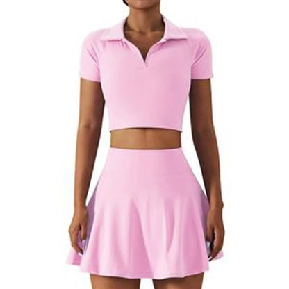 Women's Padel Skirt Set - Crop Top & Pleated Skirt