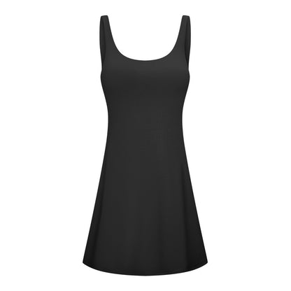 Yoga Clothes With Chest Pad High Elastic Comfortable Fake Two-piece Anti-exposure Tennis Skirt Women