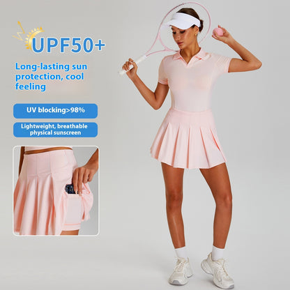 Women's Outdoor Sports UV Protection Tennis Suit Breathable Quick-drying Yoga Clothes Suit