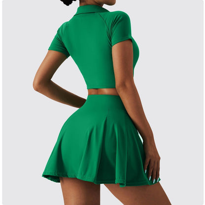 Women's Padel Skirt Set - Crop Top & Pleated Skirt